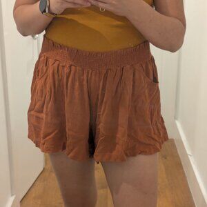 Breezy burnt orange summer shorts, L, NWT